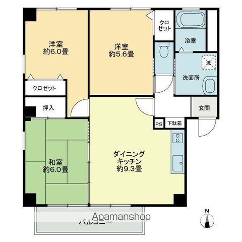 フォブールタウン成合D・E棟(3DK/2階)の間取り写真