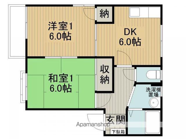 ピア波間ⅡB棟(2DK/2階)の間取り写真