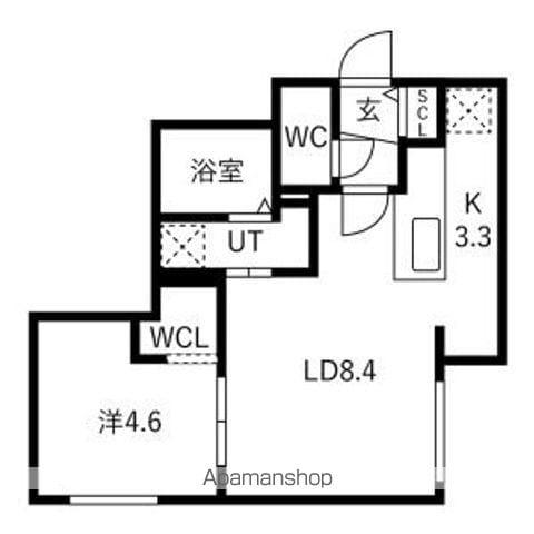 北8東8 MS(1LDK/4階)の間取り写真