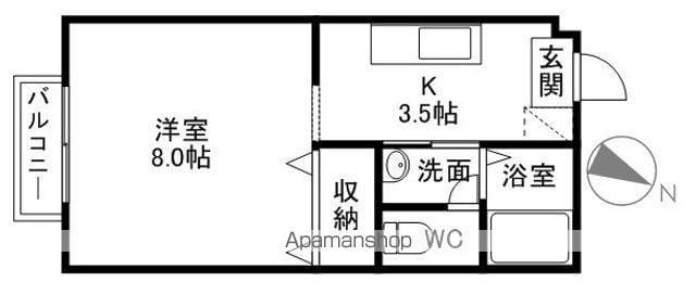 ヴィラエスペランサー(1K/2階)の間取り写真
