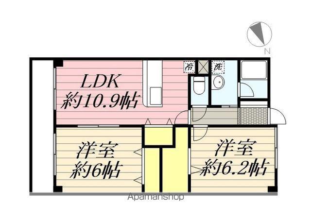 サニードエル3(2LDK/4階)の間取り写真
