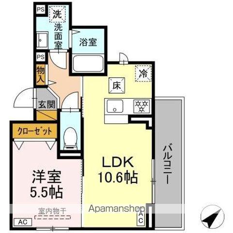 プラージュ津田沼(1LDK/1階)の間取り写真