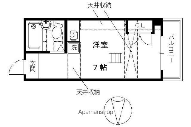 ヤングヴィレッジ河原町(1K/3階)の間取り写真