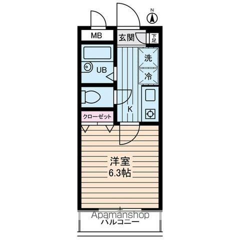 パルムドールハイム(1K/2階)の間取り写真