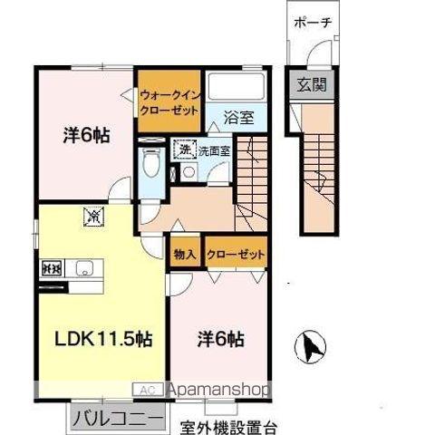 梟の杜コートA棟(2LDK/2階)の間取り写真