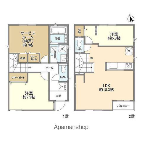 千葉都市モノレール 千城台駅 徒歩12分 2階建 築1年(2SLDK)の間取り写真