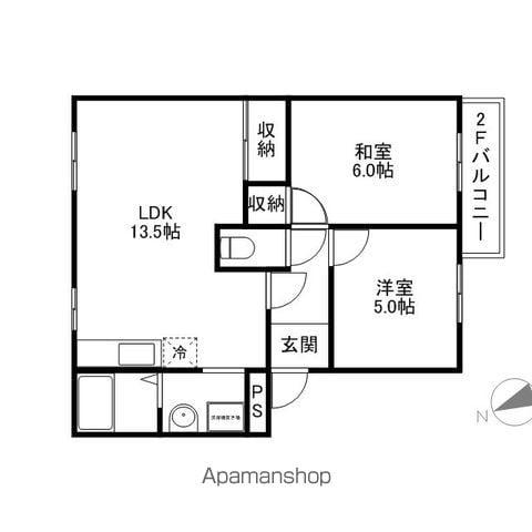 ピアコート(2LDK/2階)の間取り写真