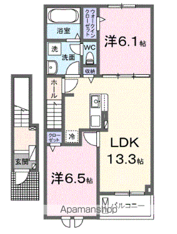 アーバンコート 西青山 北棟(2LDK/2階)の間取り写真