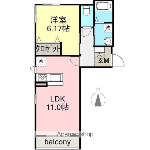 ジオベレオT(1LDK/1階)の間取り写真