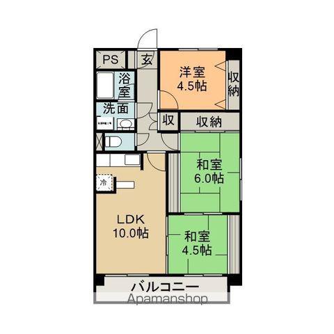 グレイス旭台(3LDK/4階)の間取り写真