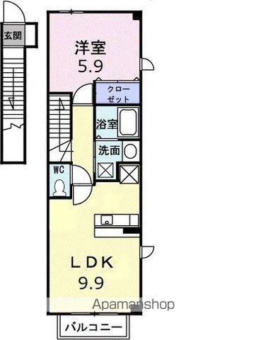 ミューズ松本Ⅶ(1LDK/2階)の間取り写真