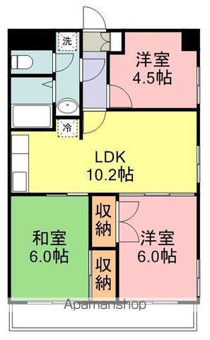 エスパシオ大町Ⅱ(3LDK/4階)の間取り写真