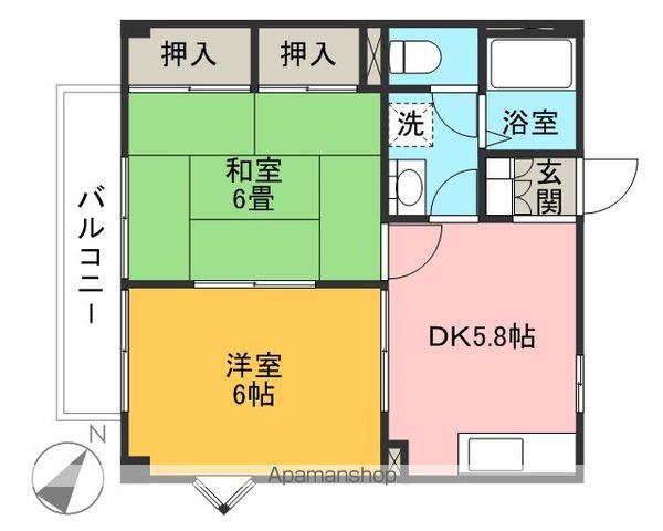 ハピネスシティーⅡ(2DK/1階)の間取り写真