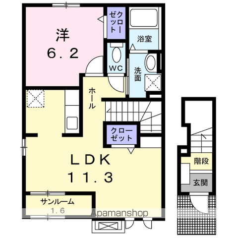 ミルキーパーク城所Ⅰ(1LDK/2階)の間取り写真