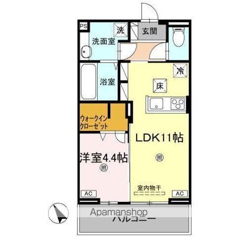 J.リヴェール高松西宝町 C棟(1LDK/1階)の間取り写真