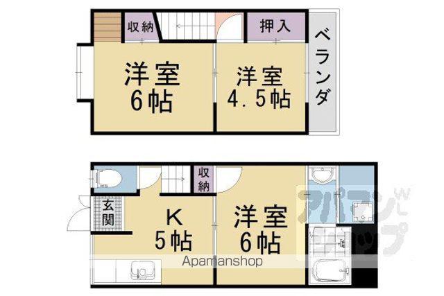 京都市東西線 椥辻駅 徒歩5分 2階建 築50年(3DK)の間取り写真