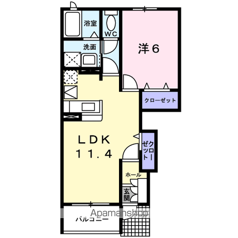 ヴィラ リッツⅡ(1LDK/1階)の間取り写真