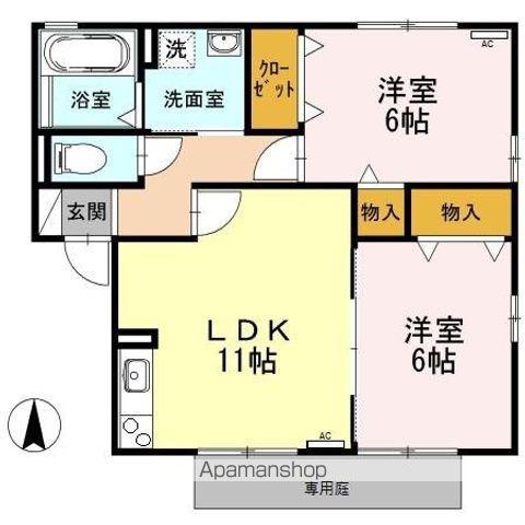 サン・パティオ A棟(2LDK/1階)の間取り写真
