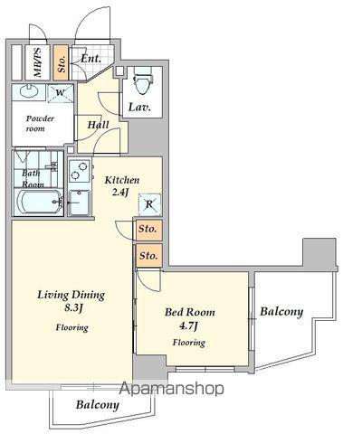 カスタリア初台(1LDK/8階)の間取り写真