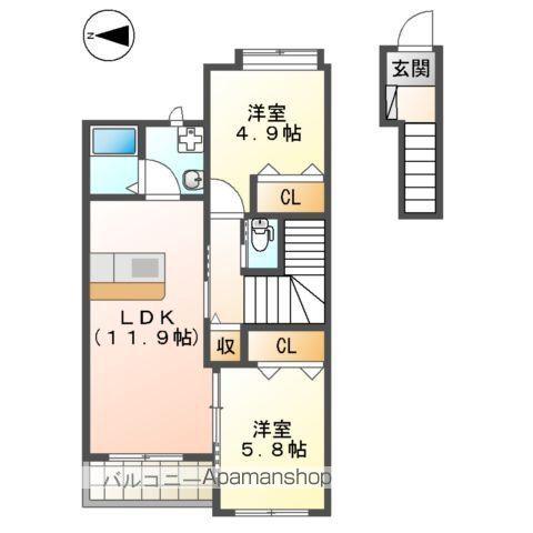 DOMANIⅡ(2LDK/2階)の間取り写真