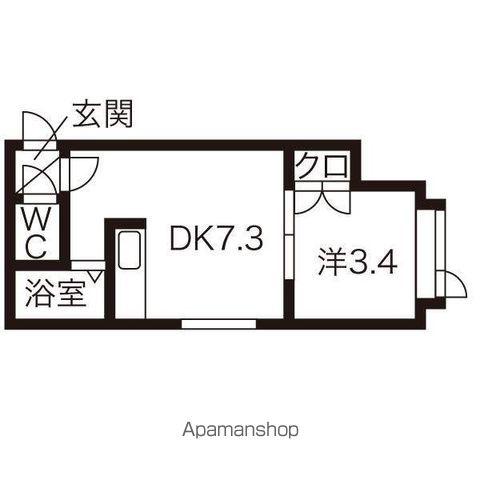 アーバンテラス南8条2(1DK/3階)の間取り写真