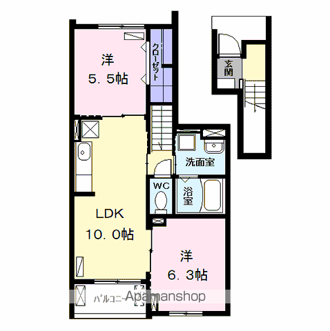 アザレアA(2LDK/2階)の間取り写真