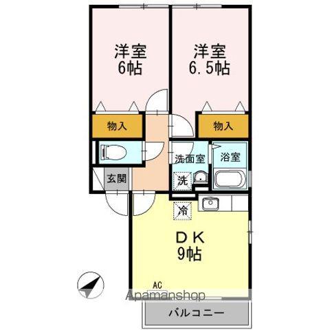 シャトレー21B棟(2DK/2階)の間取り写真