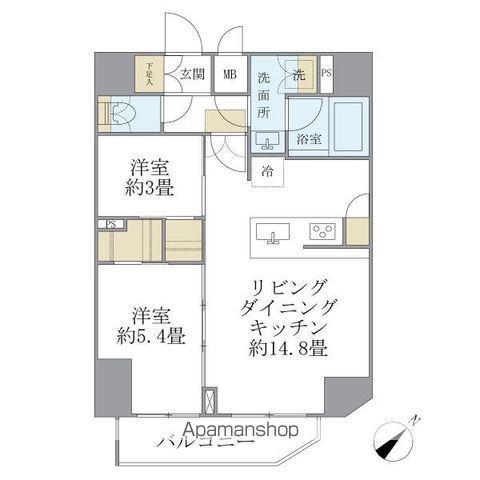 アジールコート町屋(2LDK/8階)の間取り写真