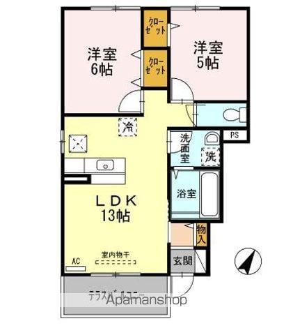 クローリス善通寺(2LDK/1階)の間取り写真