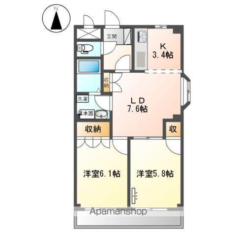 メゾンドールさくら(2LDK/2階)の間取り写真