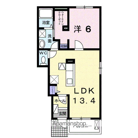コルサントB(1LDK/1階)の間取り写真