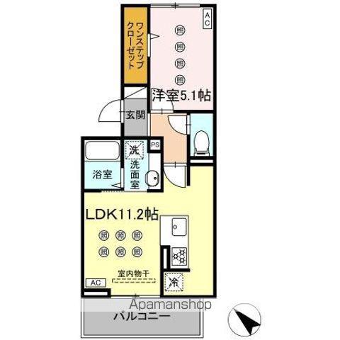 グランフォレ下南部(1LDK/2階)の間取り写真