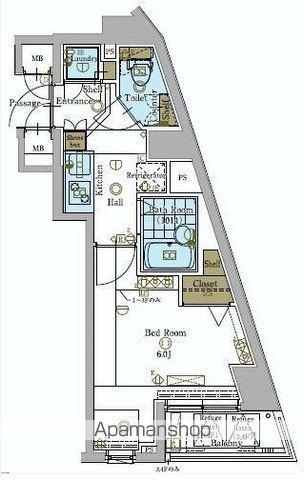 グラントゥルース氷川台(1K/1階)の間取り写真