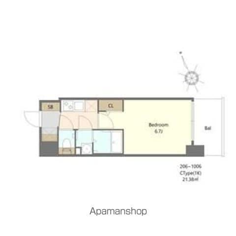 ALIVIS福島海老江(1K/4階)の間取り写真