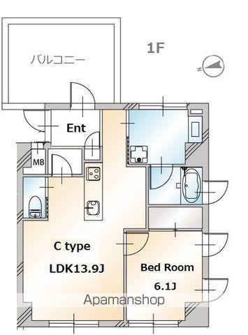 ドミールDUO自由が丘(1LDK/1階)の間取り写真