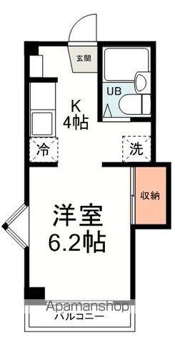 スカイハイツ A(ワンルーム/2階)の間取り写真