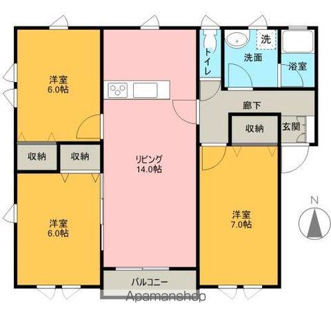 石田パレス(3LDK/1階)の間取り写真