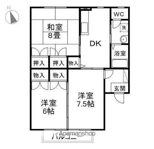 グランドール・アイ B棟(3DK/2階)の間取り写真