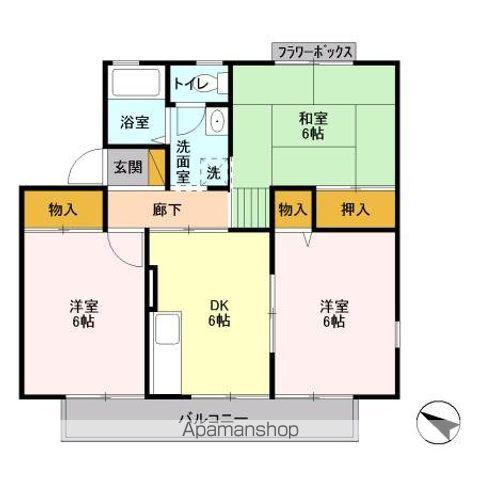 エスペランサA(3DK/1階)の間取り写真