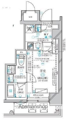 ディアレイシャス横浜ウエスト(1K/2階)の間取り写真