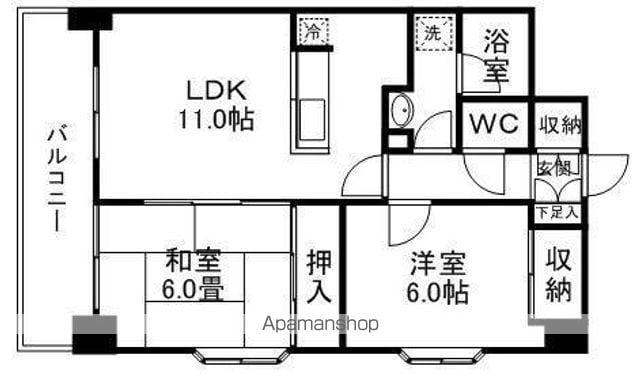 アークヒルズ小松島(2LDK/2階)の間取り写真