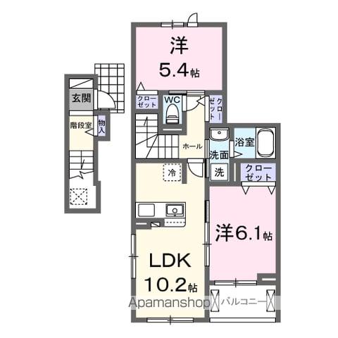 モーヴソレイユ(2LDK/2階)の間取り写真