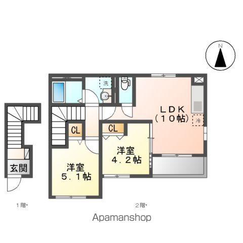 SUN FITⅡ(2LDK/2階)の間取り写真