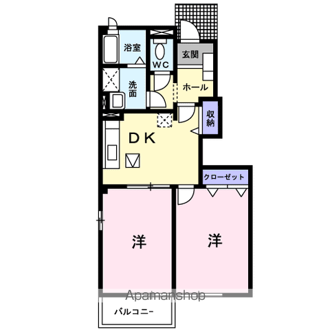 メゾン ドゥ ボヌ-ルC(2DK/1階)の間取り写真