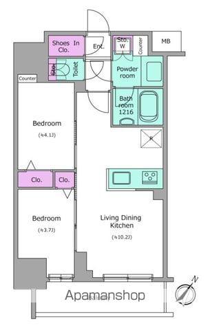 アーバネックス日本橋茅場町(2LDK/4階)の間取り写真