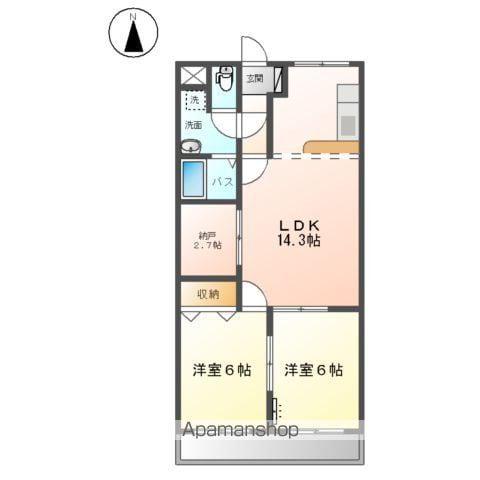 ミノルガーデンパレスA棟(2LDK/2階)の間取り写真