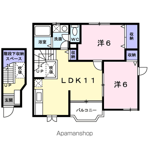 ヴィラエンゼルC(2LDK/2階)の間取り写真