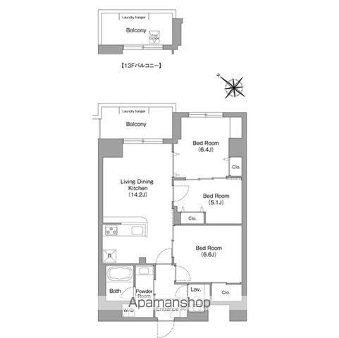 コンフォリア・リヴ豊洲キャナル(3LDK/4階)の間取り写真