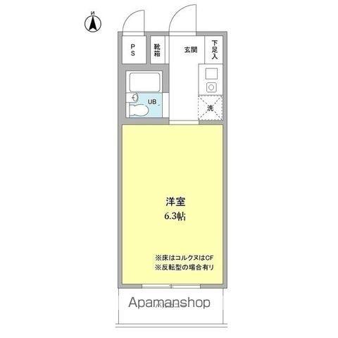 ウッドクレスト砧D棟(ワンルーム/1階)の間取り写真