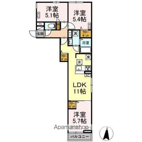 セレスティア小茂根(3LDK/1階)の間取り写真